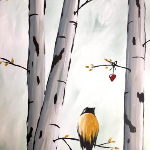 Birds on Birch Painting