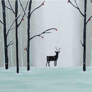 Deer in Woods Painting