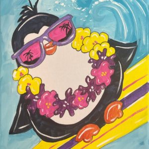 Surfin Penguin Painting