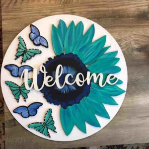 Welcome Butterflies Door Hanger